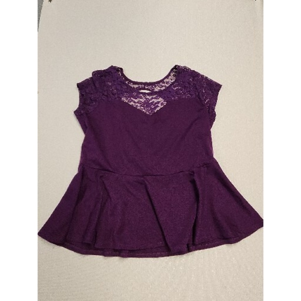 Women's Ambiance‎ Apparel Juniors Size 2X Purple Lace Peplum Top New
